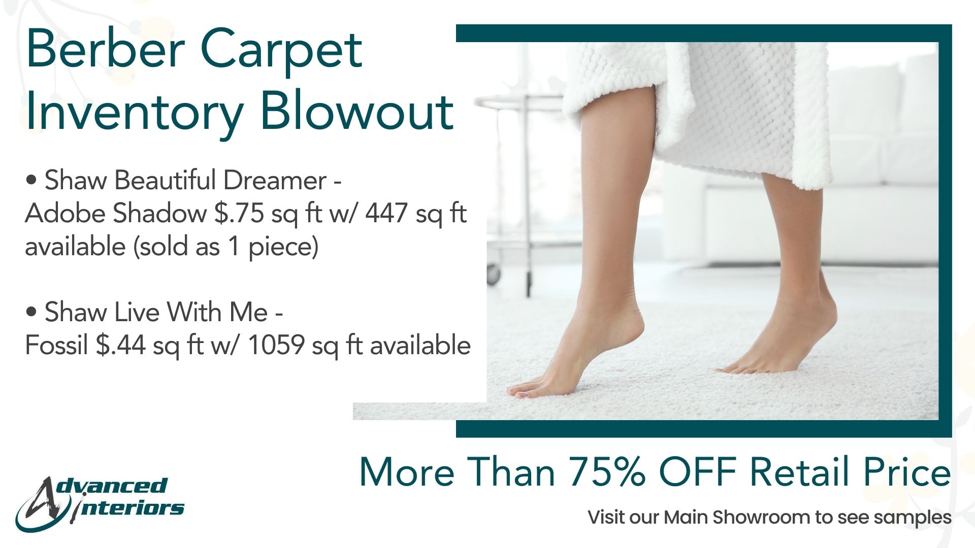 75 OFF Select Berber Carpet Advanced Interiors